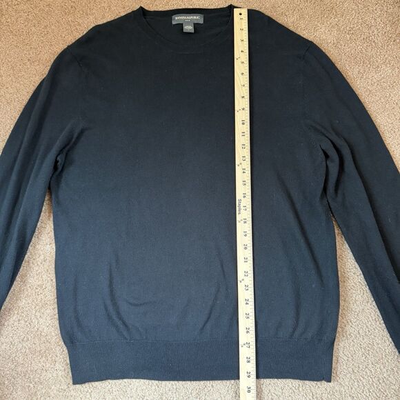 Banana Republic Mens Sweater Large Black Crewneck Cotton Cashmere Blend Pullover - Picture 4 of 7